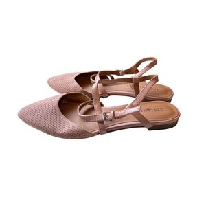 Indigo rd. Womens Blush Pink Perforated Pointed Toe Ankle Strap Flat Sandals 7.5